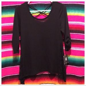 Black tunic top with lace sides